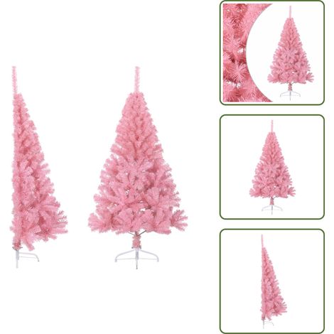 The Living Store Demi sapin de Noël artificiel avec support Rose 150 cm PVC - Décoration de Noël (1/5)
