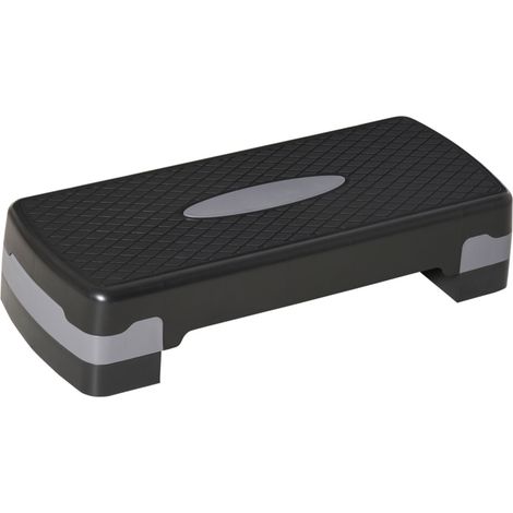 Step de aeróbic ajustable de 2 niveles, plástico, 10-15 cm, negro y gris, 68 x 29 cm, HOMVRA (1/5)
