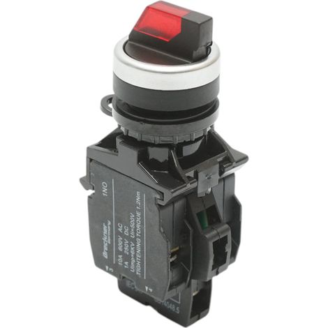 Selettore luminoso 220V AC LED rosso con 2 posizioni 1NO+1NC, 10A/600V AC, 1A/250V DC LA42 Breckner Germany (1/5)