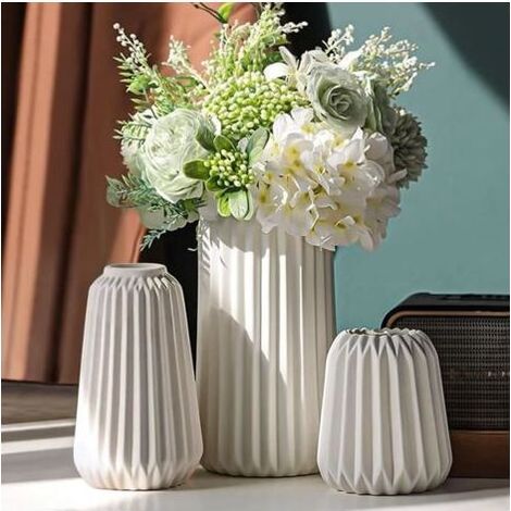 3PCS Vase Décoratif en Céramique Blanche pour Décoration D\'intérieur Moderne Style Bohème Minimalisme Nordique Vase Décoration (1/4)