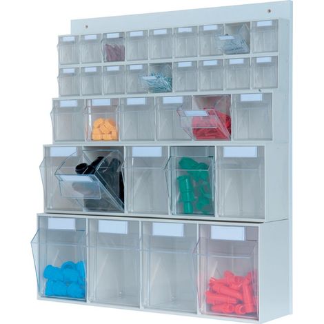 Hünersdorff Lagersystem MultiStore Wand-Set 33 Klarsichtbehälter hochschlagfest Kunststofflichtgrau (1/2)