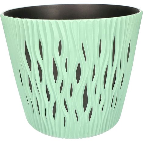 KOTARBAU Pot de Fleurs 225x190 mm Vert Sauge Effet de Vague en 3D Sable du Désert Rond avec Pot Intérieur (1/5)