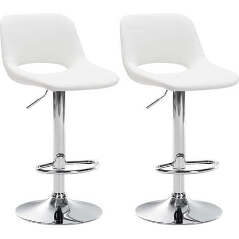 Sgabelli da bar seggioloni x2 con poggiapiedi in PVC bianco con base in metallo cromato 100004060