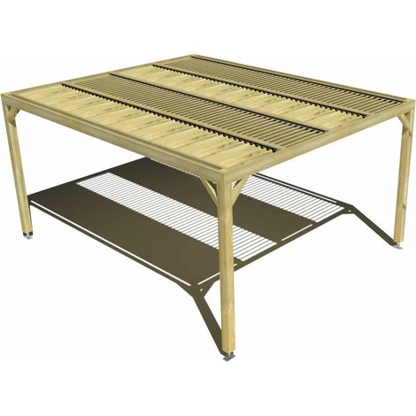 Pergola bois • 4m x 5m • indépendante • sens profondeur • lames orientables bioclimatiques incluses • livraison comprise (1/3)