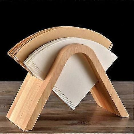 Porte-filtres à café, en bois et papier, couleur bois, pour ranger les filtres en papier sur un plan de travail, dans la cuisine ou dans un café.-AquaForge (1/5)