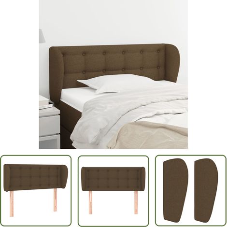 The Living Store Tête de lit avec oreilles Marron foncé 93x23x78/88 cm Tissu - Tête De Lit - Têtière De Lit - Meuble De Chambre - Literie - Décoration Chambre (1/5)