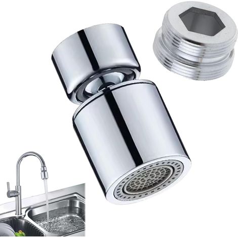 Embout de Robinet Cuisine Orientable 360° Mousseur avec 2 Modes de Jet pour Évier Douchette Flexible Haute Pression, Aérateur M22/M24 Économie d'Eau (1/5)