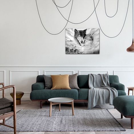 Tableau Loup sur Toile pour Salon Chambre à Coucher Décoration Murale Moderne (1/5)