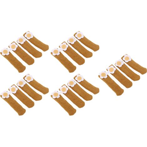 Lot de 20 protège-pieds de chaises et de tables, épais et élastiques, pour parquets, motif floral camel. (1/5)