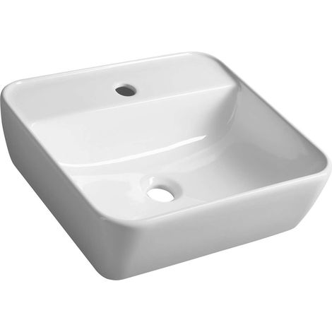 Sapho Tuje - Lavabo da appoggio, 46x42 cm, senza troppopieno, foro per rubinetto, bianco TU0217 (1/5)