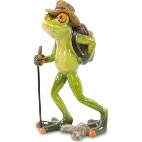 Touristenfroschfigur 16,5 cm mit Rucksack, Dekoration, Geschenk, moderner Stil (1/5)