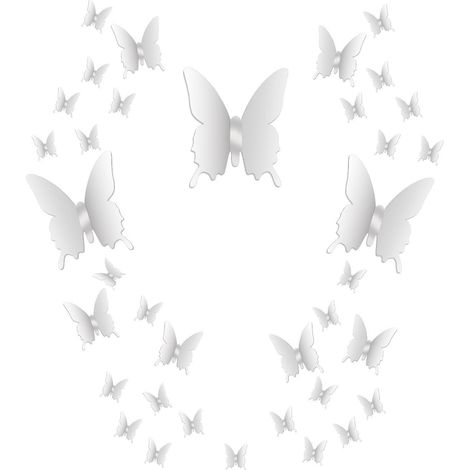 36 Pièces DIY Miroir Papillon Combination 3D Autocollants Muraux Miroir Stickers Décoration de la Maison (1/3)
