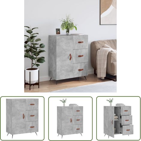 The Living Store Sideboard Betongrau 69,5x34x90 cm Holzwerkstoff - Schreibtisch - Wohnzimmermöbel - Sideboard - Regal - Grau (1/5)