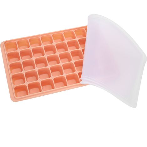 Moules à glaçons en silicone réutilisables, 40 cavités avec couvercles, pour cuisine domestique - Orange