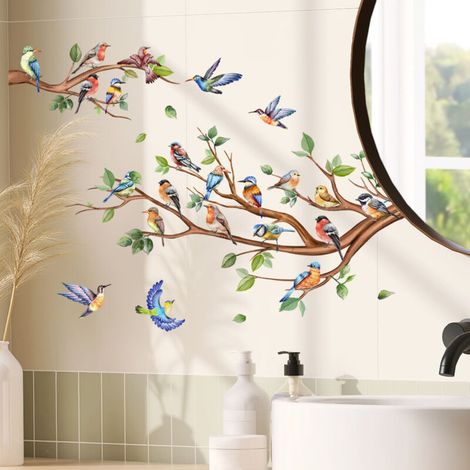 Un lot de Sticker Mural branche d'arbre oiseaux Autocollant mural décoration Murale (1/3)