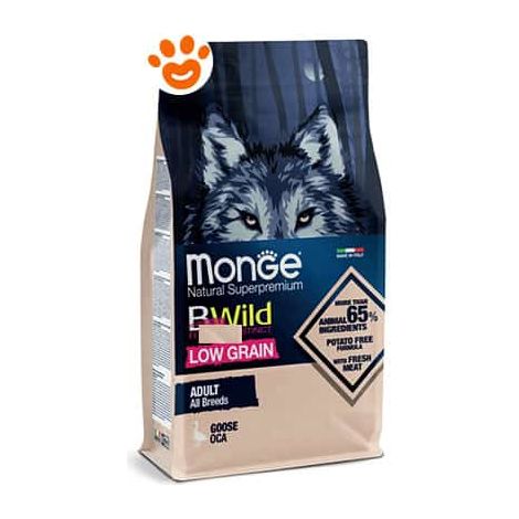 Monge Dog Bwild Low Grain Adult All Breed Oca - Sacco 12 Kg - Cibo Secco Cani