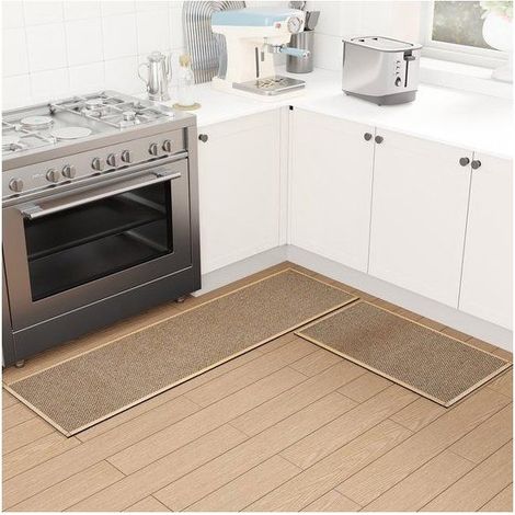 Lot de 2 tapis de cuisine lavables et antidérapants,avec envers en caoutchouc,absorbants,pour l'évier-50 x 80 cm et 50 x 150 cm (1/4)
