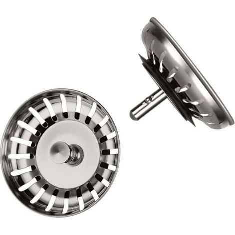 Filtre Évier Cuisine 80mm Universel en Acier Inoxydable 304 avec Bouchon et Crépine Anti Cheveux
