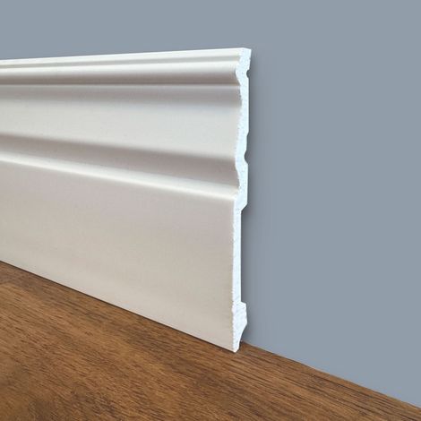 Battiscopa ROMANTICO in POLIMERI linea BASICBOARD  150x12mm - BIANCO pitturabile (prezzo al metro)