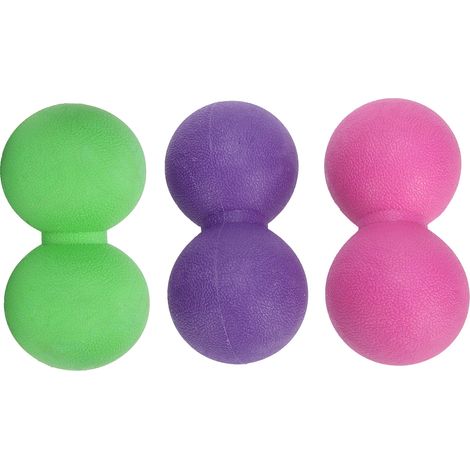 Balle de massage en silicone en forme de cacahuète pour le yoga, exercices de relaxation musculaire et fascia, équipement de fitness violet + rose rouge + vert (1/5)