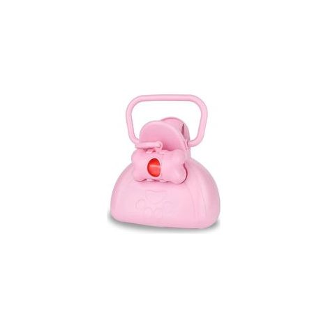 Ramasse-crottes portable pour chien avec porte-sac, rose