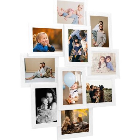 Collage Photo Frame for 10x(13x18 cm) Picture White MDF vidaXL (1/5)