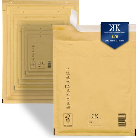100 Luftpolster-Versandtaschen E5 E/5 240x275mm (Außenmaß) Braun (1/5)