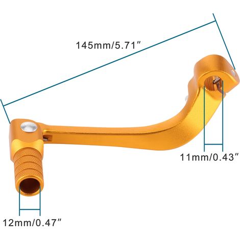 Aluminum folding gear shift lever, compatible with CRF110 off-road vehicle gear shift lever, and suitable for most models. Gold color. (1/4)