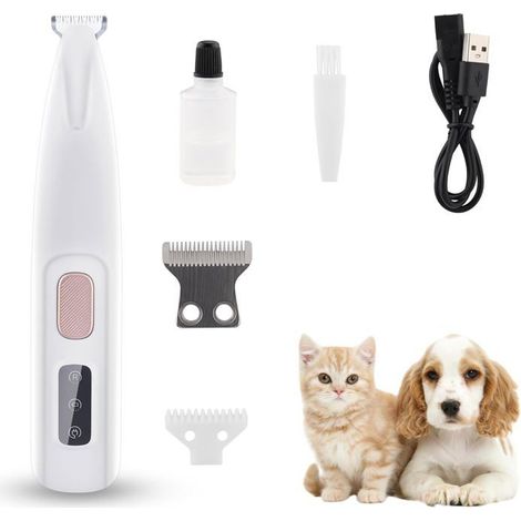 Tondeuse Chien et Chat avec LED,Mini Tondeuse Sans Fil,Silencieuse,Lame Inox pour Pattes,Visage,Yeux et Oreilles Idéal Toilettage (1/5)