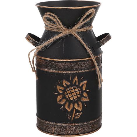 Seau à fleurs style vintage, vase décoratif en métal, jardinière pour composition florale-19.50X10.00X10.00CM-Black