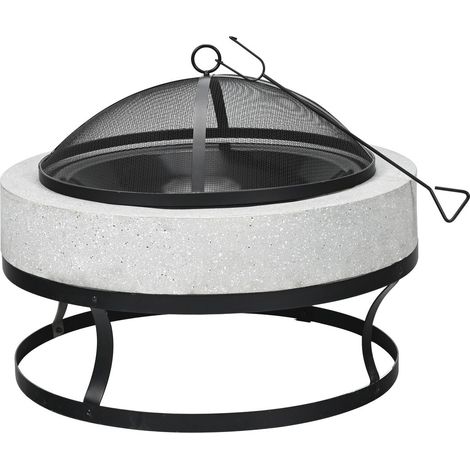 Brasero de piedra "Torro" - 70 x 70 x 49 cm - Blanco