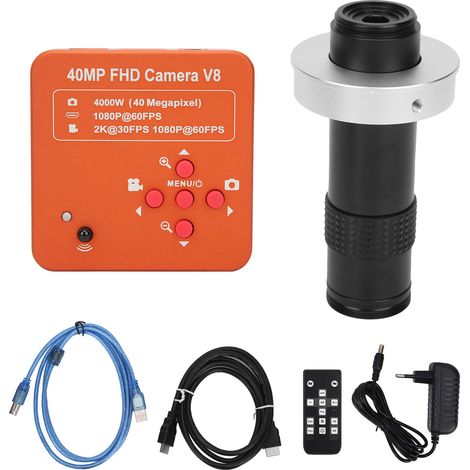 Caméra microscope électronique KP-130X-4100 40MP avec objectif, caméra industrielle compatible UE AC100-240V, capteur haute résolution pour observation précise, équipement de laboratoire. (1/5)