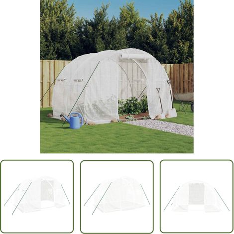 The Living Store Serre avec cadre en acier blanc 6 m² 3x2x2 m - Serre De Jardin - Abri Jardin - Tunnel De Jardin - Serriculture - Potager (1/5)