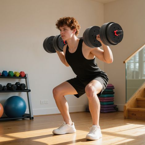 Kit Haltères Musculation 2-en-1, Lot de 2, 25 kg, poids réglable - Barres incluses - entraînement Musculaire & haltérophilie - HDPE Noir Rouge (1/5)