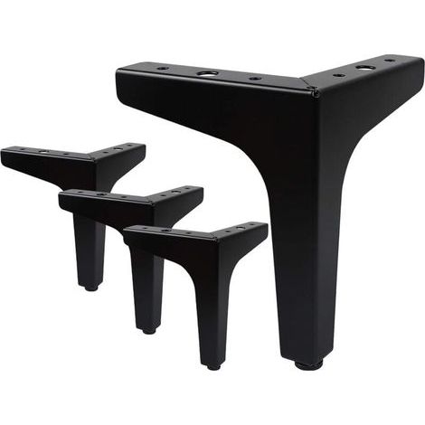 Lot de 4 Pieds de Meubles Charge Jusqu'à 600 KG, Pied de Table Modernes en Métal en Forme de Triangle, Pied Meuble Épingle pour Placard, Canapé, 4 Protège Pieds, Noir(15cm) (1/5)
