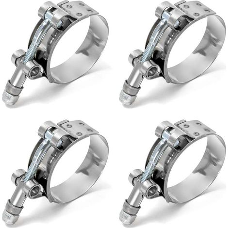 Abrazaderas para mangueras, abrazaderas tipo T, acero inoxidable, para mangueras de agua domésticas, tanques de gas, mangueras de automóviles, 51-57 mm, paquete de 4 (1/5)