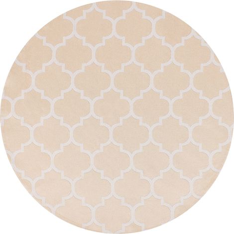 Tappeto rotondo per interni e per esterni con motivo a traliccio marocchino ⌀ 120 cm Beige e bianco Mosore