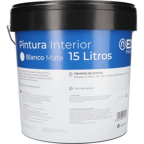 Pintura plástica vinílica interior blanca mate 15 l