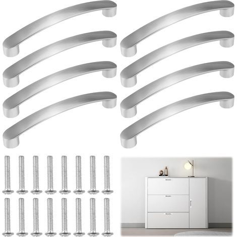 8 Pièces Poignée Meuble Cuisine, Poignee Placard, Cuisine Armoire Porte Poignées, Poignées De Tiroir, Brossé Poignée D'armoire, Pour Armoire De Meubles De Salle De Chambre (Centre à Centre 96mm) (1/5)