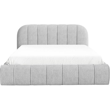 LONIE - Lit coffre tissu texturé 160x200cm Gris clair (1/5)