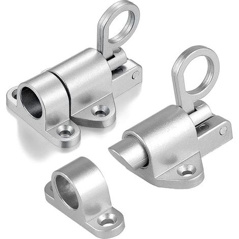 Automatique Verrou de Porte, Loquet à Ressort Loquet de Porte Verrouillage de porte à ressort Verrouillage de boulon élastique Boulon à Rebond pour les Fenêtres Portails (Silver - 2Pack) (1/5)