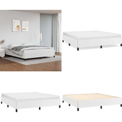 Cadre de lit sans matelas blanc 180x200 cm similicuir - Cadre De Lit - Lit Double - Similicuir - Lit Blanc - Meuble Chambre - Home & Living (1/5)