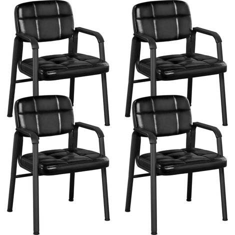 Chaises de Visiteur Lot de 4 avec Accoudoir Rembourrés Noir (1/5)