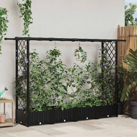 Teenpull – Hochbeet mit Rankgitter und Dach Schwarz 203 x 40 x 121 cm PP (1/5)