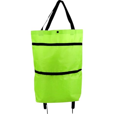 Carrello della spesa con ruote (1 pezzo), pieghevole, ecologico (verde) per fare la spesa. (1/5)