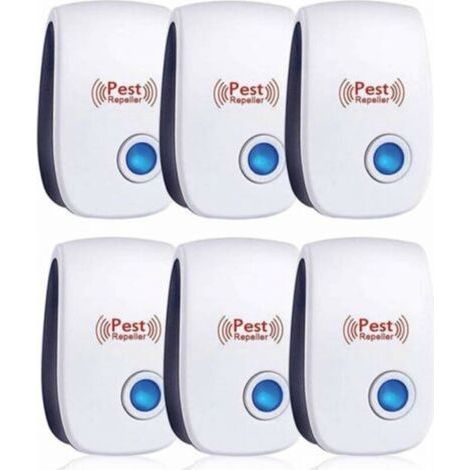 Répulsif à ultrasons pour insectes, 6 pièces, ultrasons pour rats, moustiques, mouches, parasites, araignées, cafards, sûr et non toxique. (1/5)