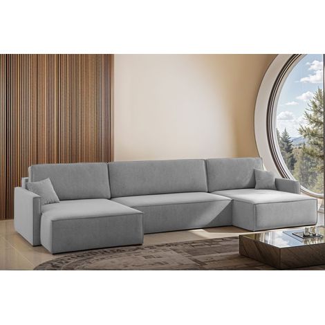 Wohnlandschaft mit Schlaffunktion Sofa LOUIS Stoff Salvador Grau (1/4)