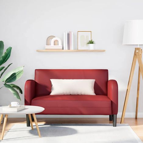 Canapé causeuse-Sofa rouge bordeaux 110 cm similicuir (1/5)