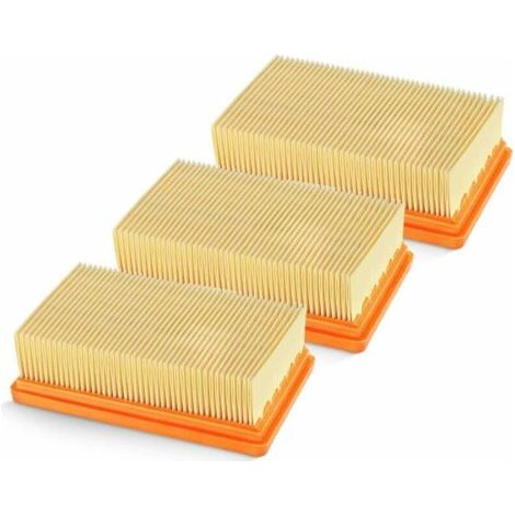 Confezione da 3 filtri piatti plissettati di ricambio per aspirapolvere a secco e a umido Karcher MV4, MV5, MV6, WD4, WD5, WD6, WD4P, WD5P e WD6P (sostituisce il codice articolo 2.863-005.0)