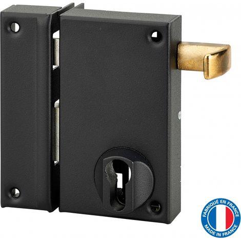 Thirard – Serrure verticale en applique double entrée à tirage pour porte d'entrée – Axe 45mm – Dimensions 75x130mm – Finition époxy noir granité